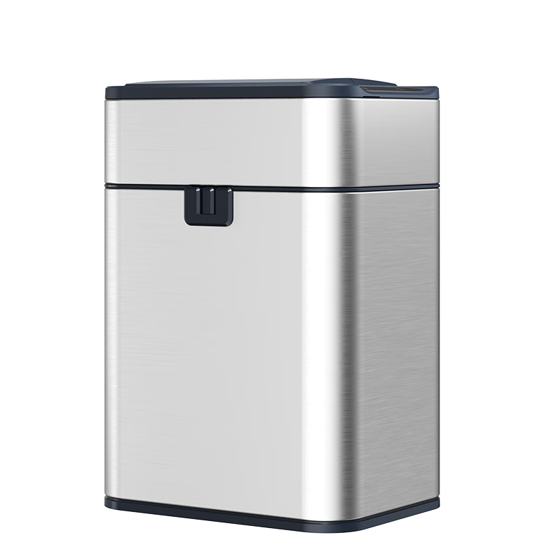 Zhailishi Trash Can with Sensor Opening, 15L Square Stainless Steel Color, Pull-Down Packaging, Smart Garbage Bin for Kitchen, Bathroom, Living Room