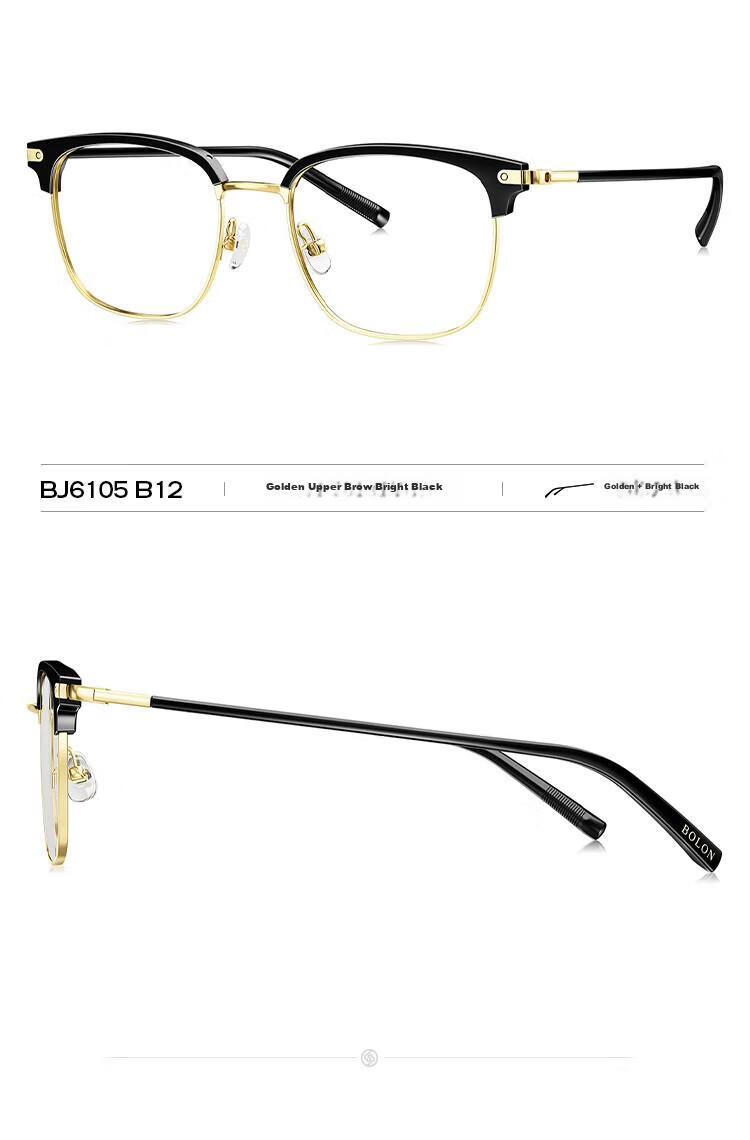 BOLON Eyeglasses, Lightweight Business Versatile Browline Frame, D-Shaped Optical Frame, Can Be Fitted with Prescription Lenses, Myopia Glasses Frame BJ6105B90 11