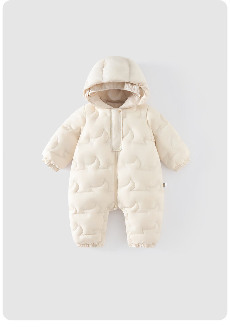 TONGTAI Baby Down Jacket One-Piece Autumn Winter Unisex Hooded Romper Three-Proof Duck Down Crawling Suit Warm Yellow 100cm 14