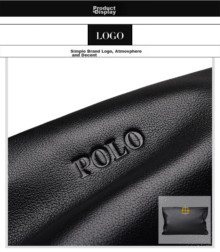 POLO Men's Handbag, Top-Grain Leather Clutch, Wallet, Cash Envelope Bag, Coin Purse, Birthday Gift for Boyfriend 16