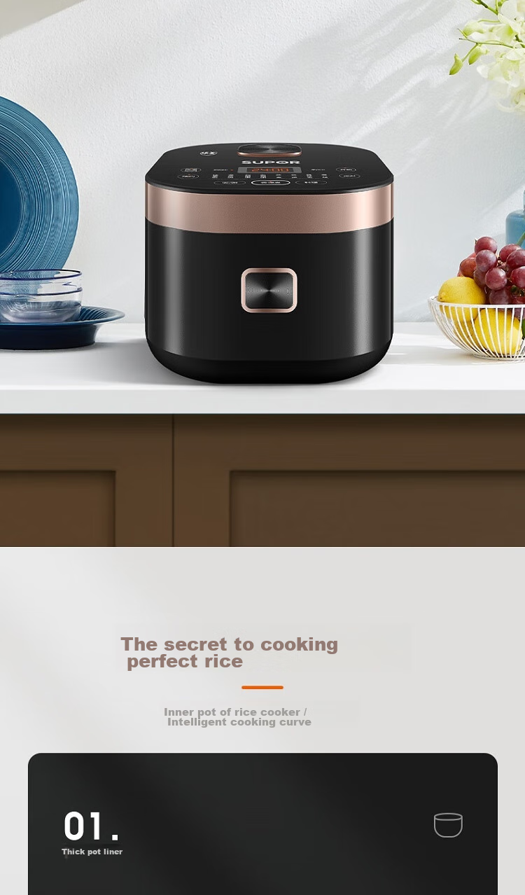 SUPOR ZMD Anxin Series, Touch Control Panel, 9 Functions, Removable Inner Cover, 24-Hour Reservation, Micro-Pressure, Ball Pot Inner Tank, 4L Rice Cooker SF40FC375 2
