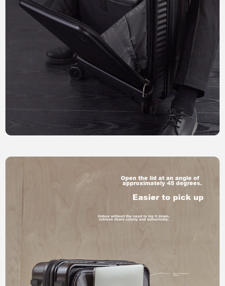 Echolac Front-Opening Luggage, Expandable Trolley Case, High-Quality TSA Travel Suitcase PC183F, 20 Inches, Milk Tea Gray 5