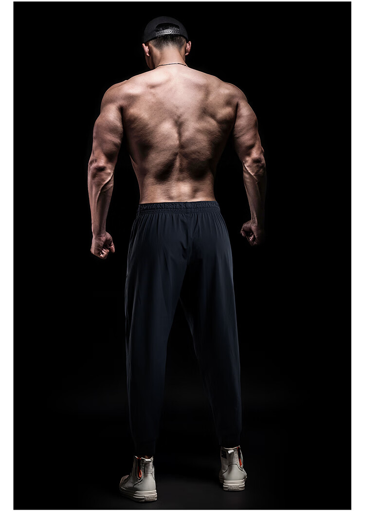 Monster Guardians Men's Sports Pants, Lightweight Breathable Slim-Fit Casual Trousers for Outdoor Running Training High-Elastic Ankle-Tied Pants, Black, L 3
