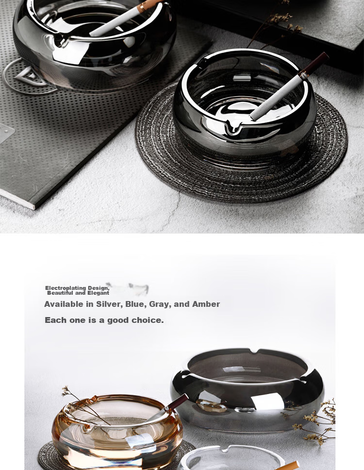 Gongxun Metal Stainless Steel Ashtray for Home Living Room Creative Coffee Table Decorative Ornament, Matte Black 8cm 4