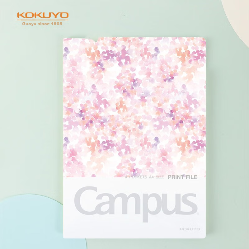 KOKUYO A4 File Folder, Watercolor Text "Campus" Student Storage Binder File Bag, Pink, WSG-FUD810P