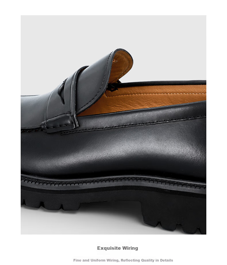 Goldlion Men's Slip-On Leather Shoes with Top-Grain Leather And Height-Increasing Soles, Business Casual Wedding Shoes, Thick-Soled Slip-Ons for Me 7