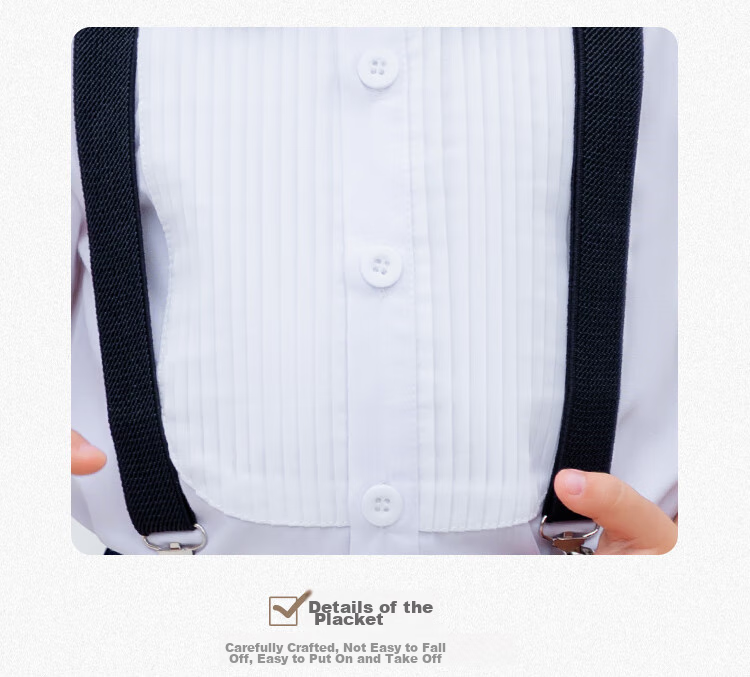 LUOBOBEIBEI Children's Suspender Pants Set Summer Style, Boys' Formal Wear for Hosts And Choruses, New Year's Outfit, Black Four-Piece Set, Size 120 7