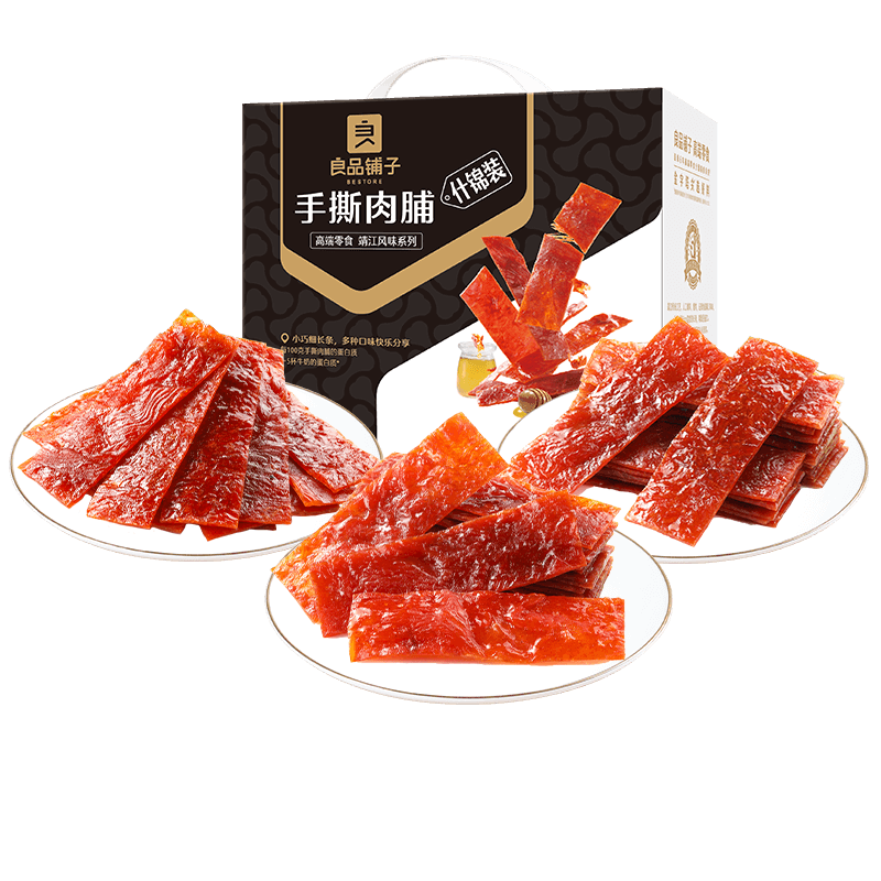 良品铺子什锦手撕肉片脯500g约70包 烤肉猪肉脯高蛋白肉脯肉干 休闲零食