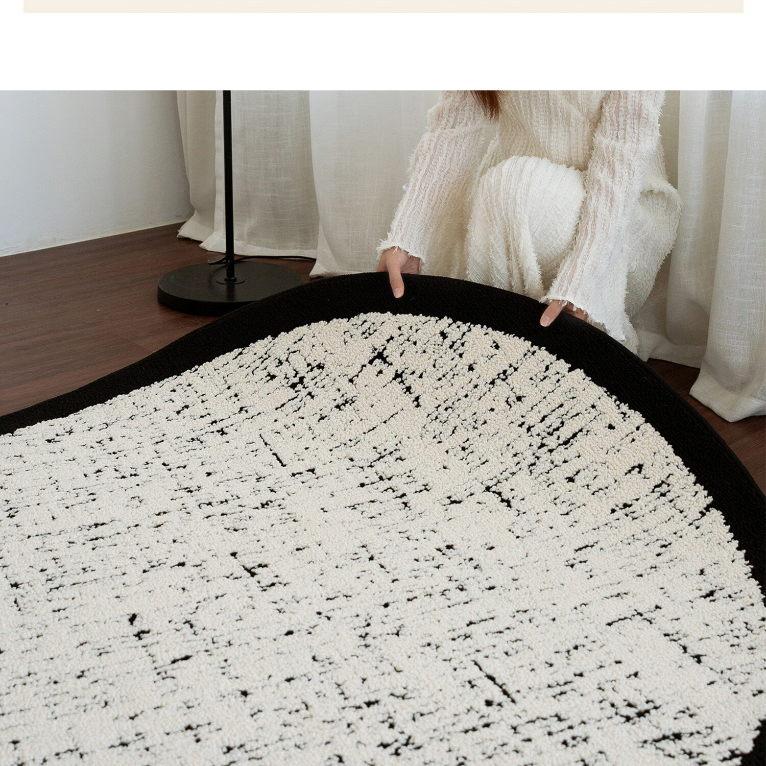 Shengwaluding Circular Carpet Mat for Bedroom, Sofa, Living Room, Luxurious Feel, Waterproof, Stain-Resistant, Washable Bedside Rug, Computer Chair Floor Mat 21