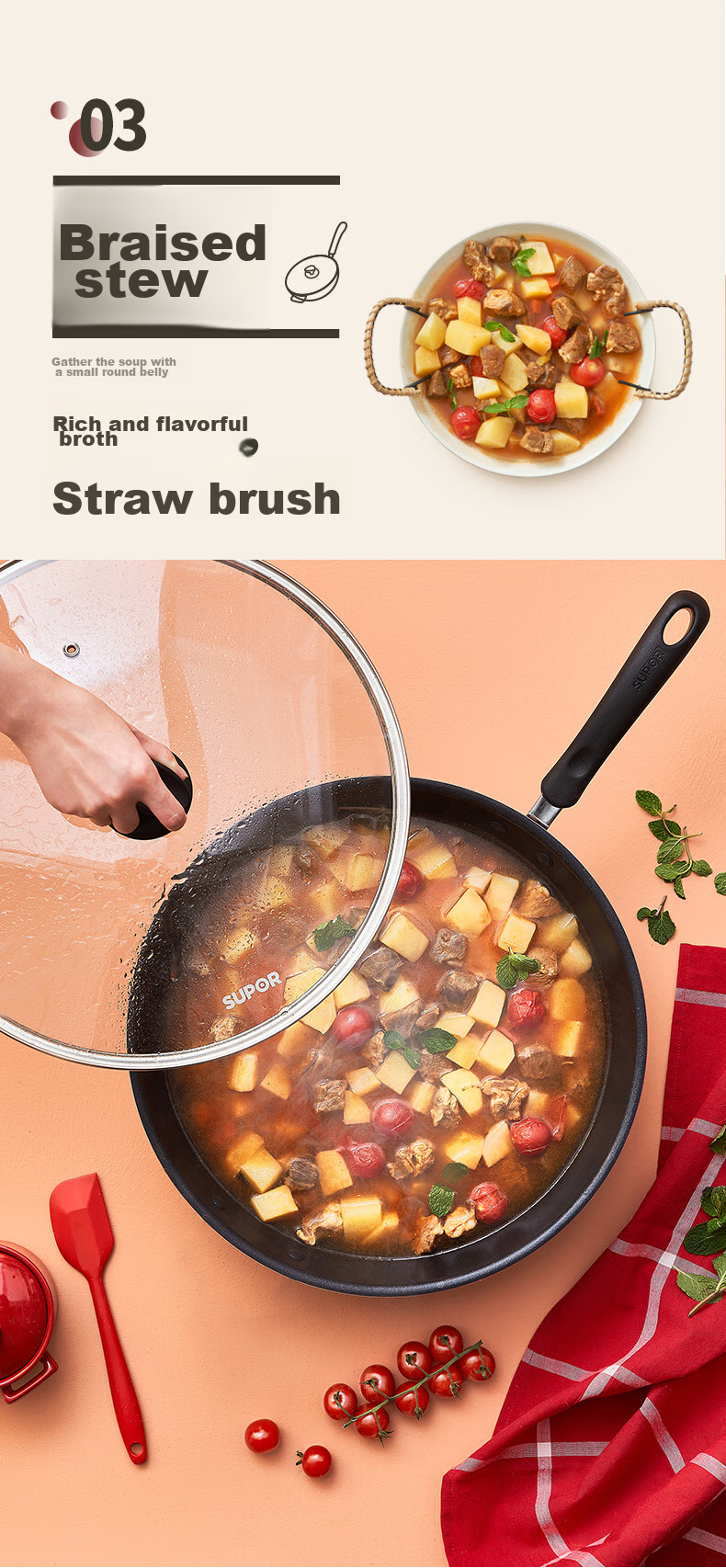SUPOR Non-Stick Wok, 30cm, Compatible with Induction And Gas Stoves, Healthy Cooking Pan, Frying Pan, PC30S1 13