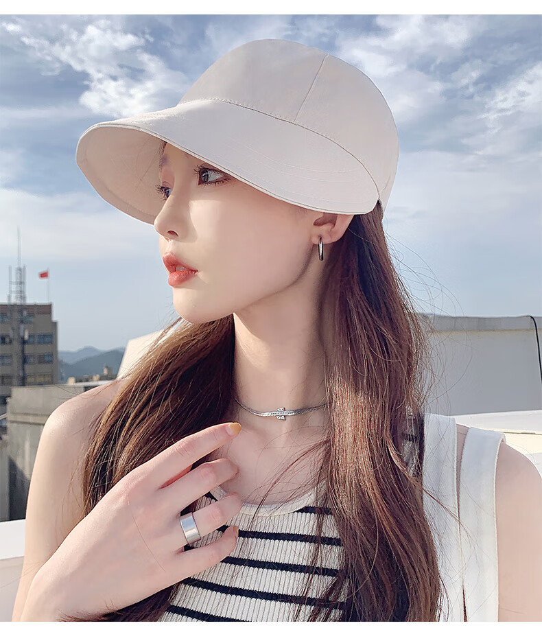 CARTELO Sun Protection Hat for Women, Spring And Summer Half-Top Sun Hat, Fisherman Hat, Trendy Hat with Hook for Hanging Mask And Ponytail 11