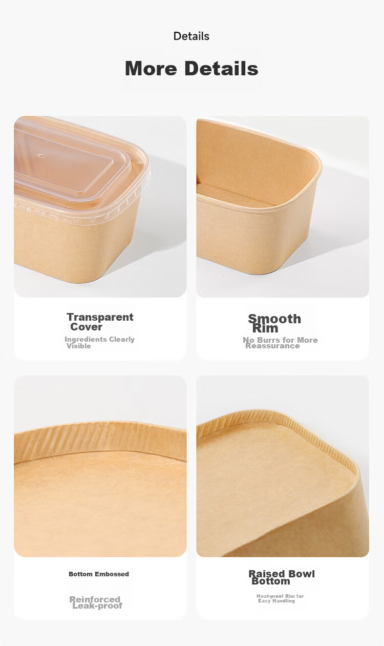 MARYYA Disposable Square Food Containers 1000ml*20 Sets, Food-Grade Picnic Takeout Fruit Kraft Paper Packaging Boxes with Lids 15