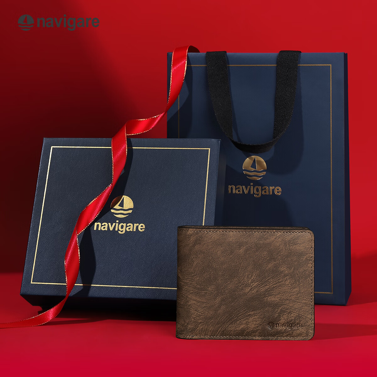 Navigare Italian Small Sailboat Wallet, Men's Vintage Genuine Leather Short Wallet, Men's Card Holder Gift Box, Birthday Present