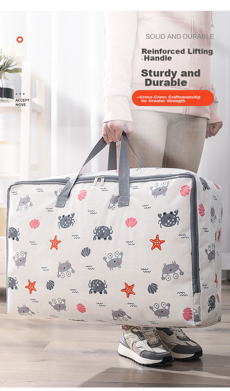 Baicaoyuan Cotton Quilt Storage Bag, Clothes Moving Packing Bag, Woven Bag, Kindergarten Storage Bag, Luggage Bag, 105L, 1 Piece 9