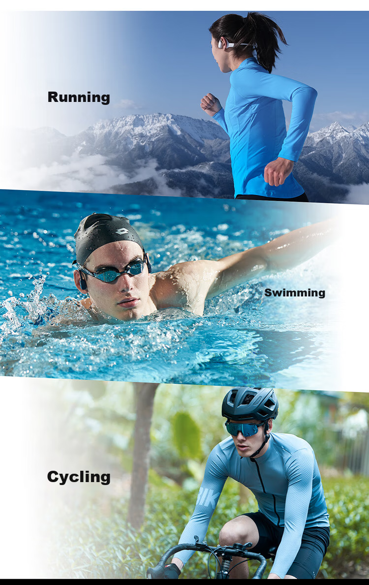 MOJAWA Terra Bone Conduction Bluetooth Headphones, Non-In Swimming Waterproof, Heart Rate Monitoring, Warning AI, Private Coaching, Marathon Running Cycling, Long Battery Life Sports Headphones, Starry Blue 15