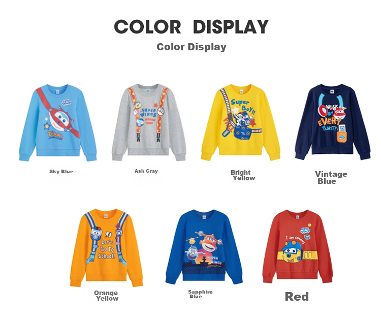 Baleno Children's Clothing, Spring And Autumn 2022 Collection, Super Wings Print Boys' Sweatshirt, Stylish Kids' Sports Long Sleeve, 20E, Floral Gray, 90cm 13