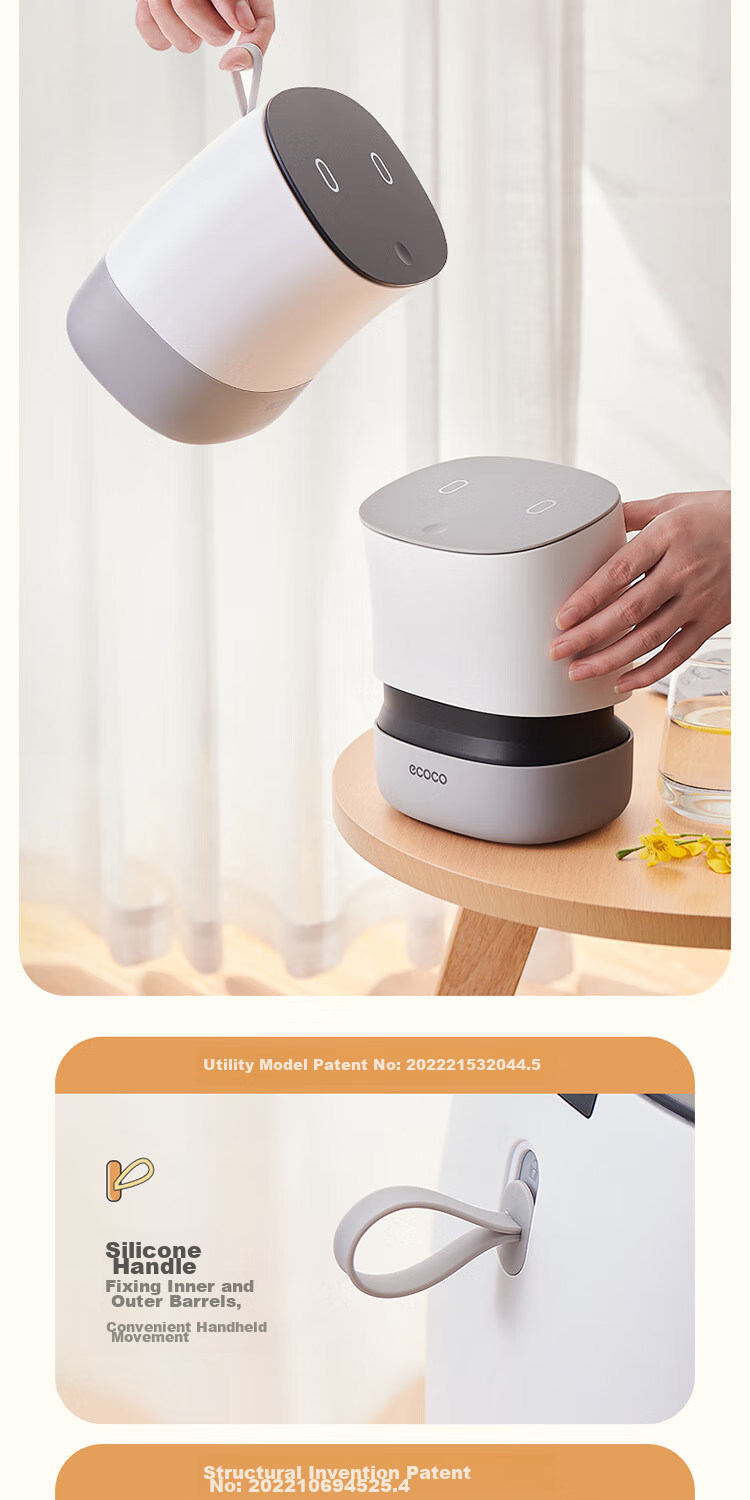 Ecoco Desktop Trash Can 1.5L with Lid, Push-Button Design for Bedroom, Bedside, Car, Coffee Table, Office Desk Waste Bin E2241 Gray 2