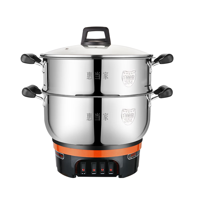 Hui Dang Jia Multi-Functional Electric Hot Pot, Electric Wok, Household Steamer, All-In Electric Cooking Pot, Thickened 304 Stainless Steel Electric Hot Pot G08-34