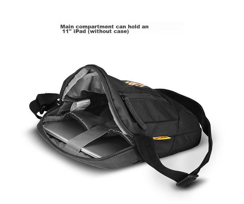 CAT Shoulder Bag, Outdoor Crossbody 10-Inch IPad Tablet Bag, Journalist Bag for Men, Black, 83614 5