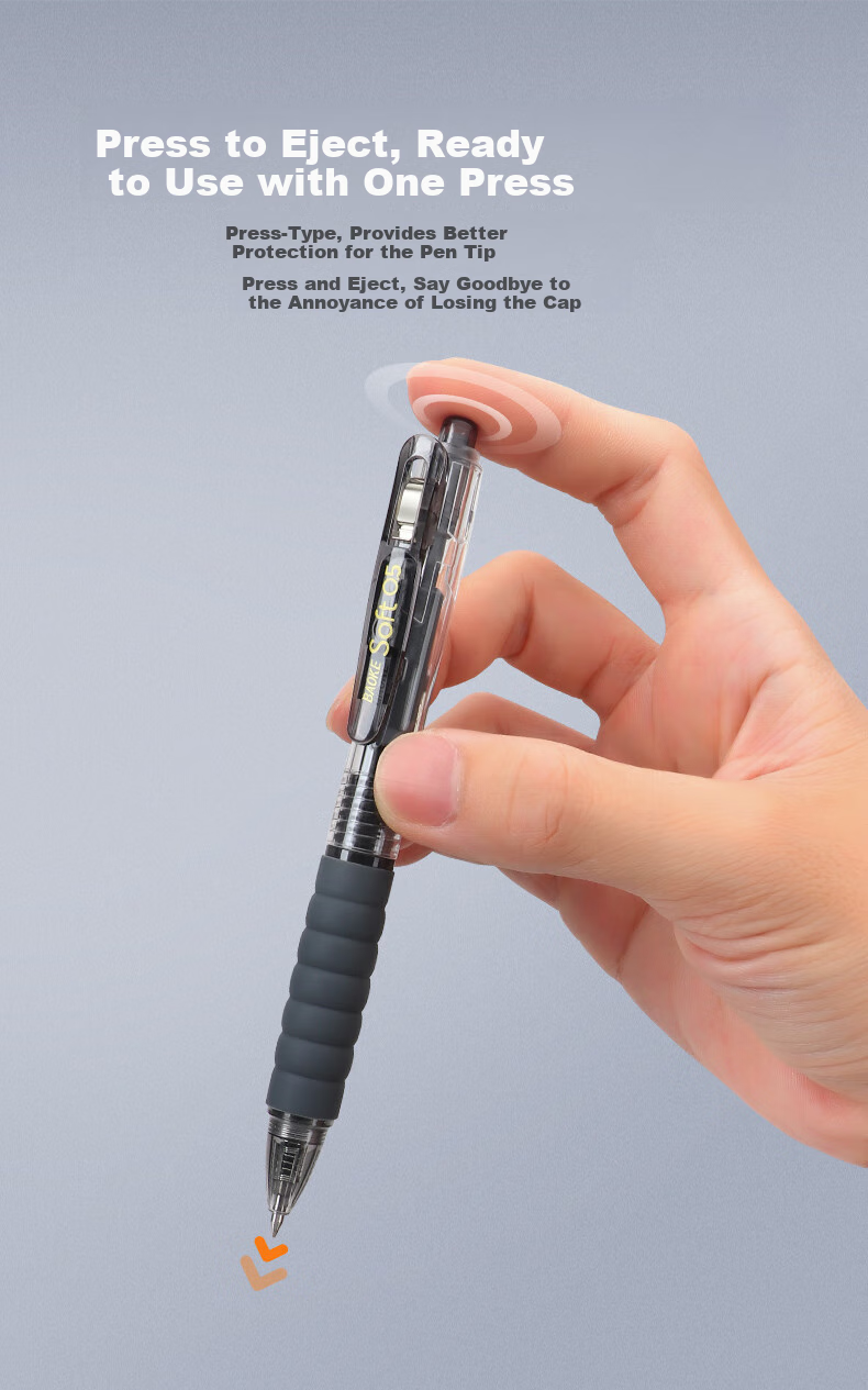 BAOKE [Lowest Price Online] PC1922 Premium Soft Grip Retractable Gel Pen, 0.5mm Double Ball Tip, Large Capacity Ink Pen for Office Signing And Student Exam Practice, 12 Pens/Box 6
