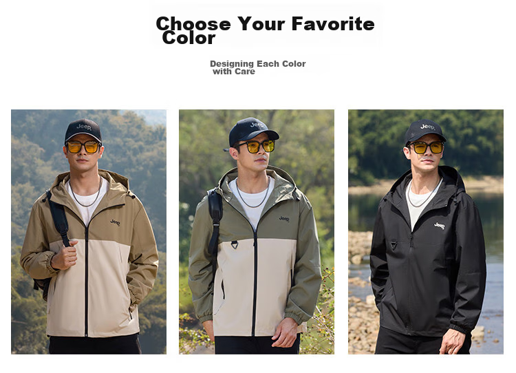 JEEP Outdoor Mountain Series Spring And Autumn 2026 Men's Sports Jacket, Loose-Fitting Hooded Cardigan Coat for Me 8