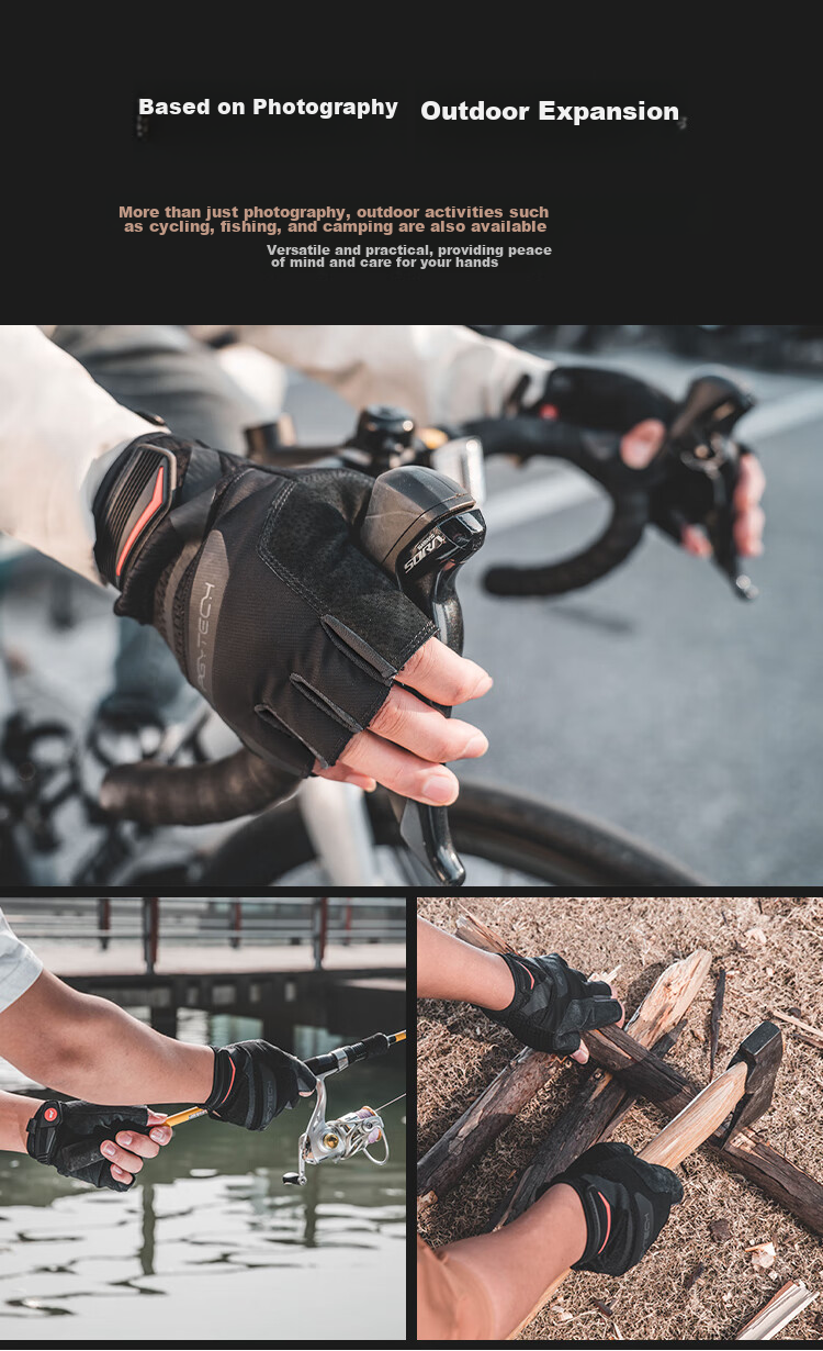 PGYTECH Photography Gloves, Cycling Fingerless Gloves, Outdoor Protective Gloves, Breathable And Sweat-Absorbing Fishing Gloves, Anti-Slip And Wear-Resistant, Spring And Autumn Season, Tactical Version, XL Size 8