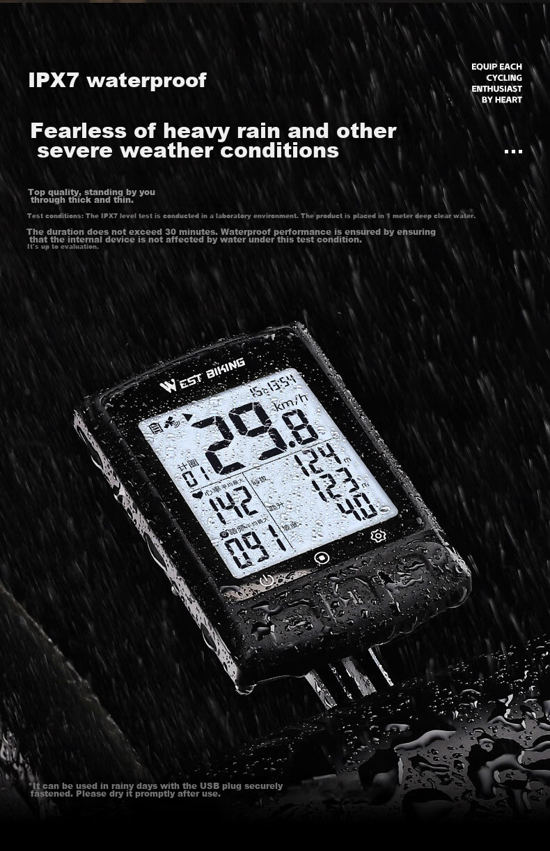 WestBiking Bicycle GPS Speedometer, Wireless Speed Measurement And Positioning, Odometer, Speed Recorder 12