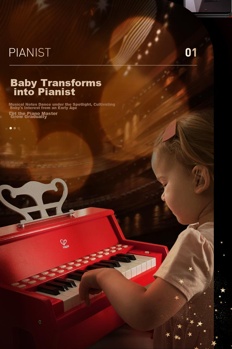 Hape (Germany), Children's Piano Toy Instrument, 25 Keys, Light-Up Teaching Piano, Red, Girl's Birthday Gift, E0630 3