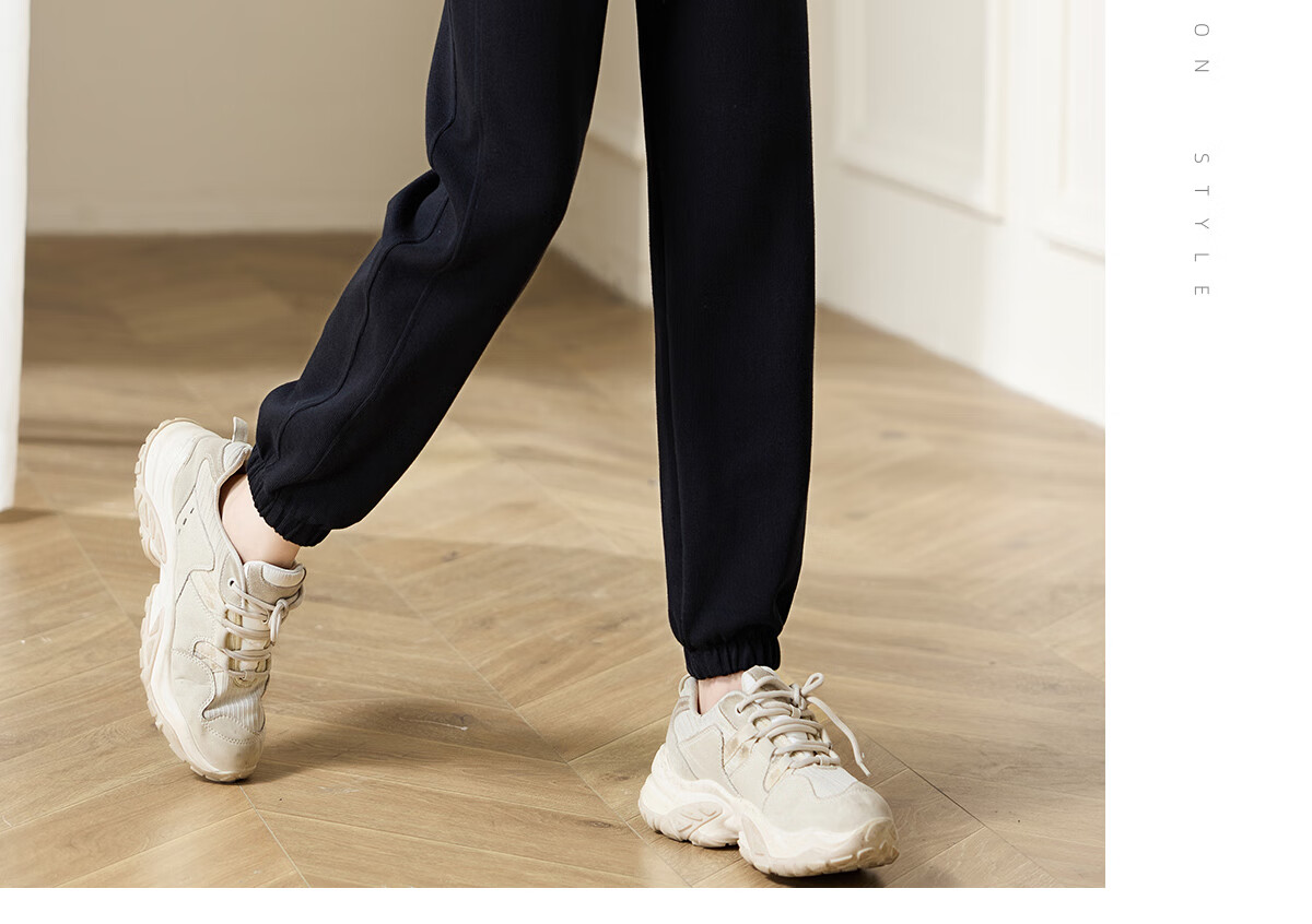 Chushen Women's Casual Pants with Elastic Waist, Versatile Slimming Effect, Pockets, Casual Tapered Leg Sweatpants Sports Pants S143K2006 13