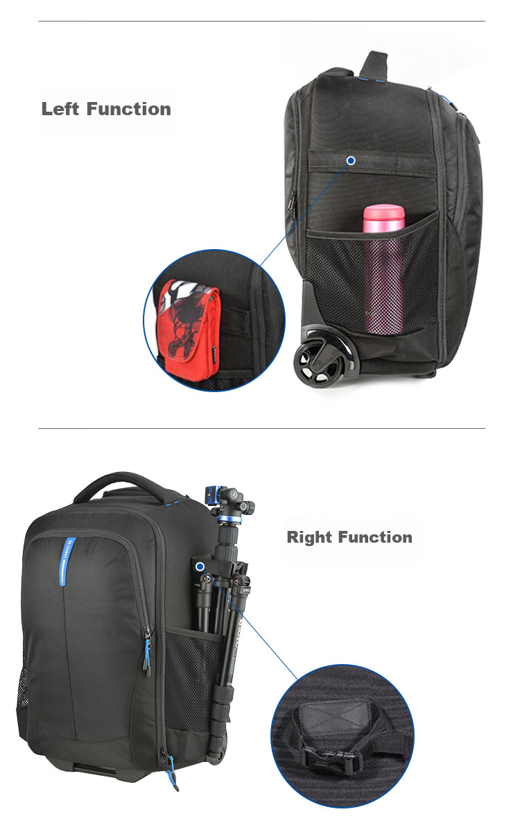 Benro Hiking Backpack 2000 Photography Trolley Bag with Wheels, Professional Outdoor Lightweight Large Capacity DSLR Camera Bag with Rain Cover 7