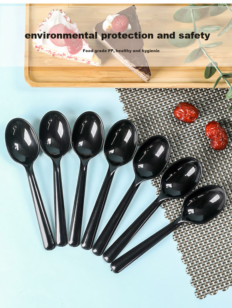 Fangcaodi Disposable Spoons, Biodegradable Long-Handled Soup Spoons, Rice Spoons, Dessert And Ice Cream Spoons, Individually Wrapped, 50 Pieces 4