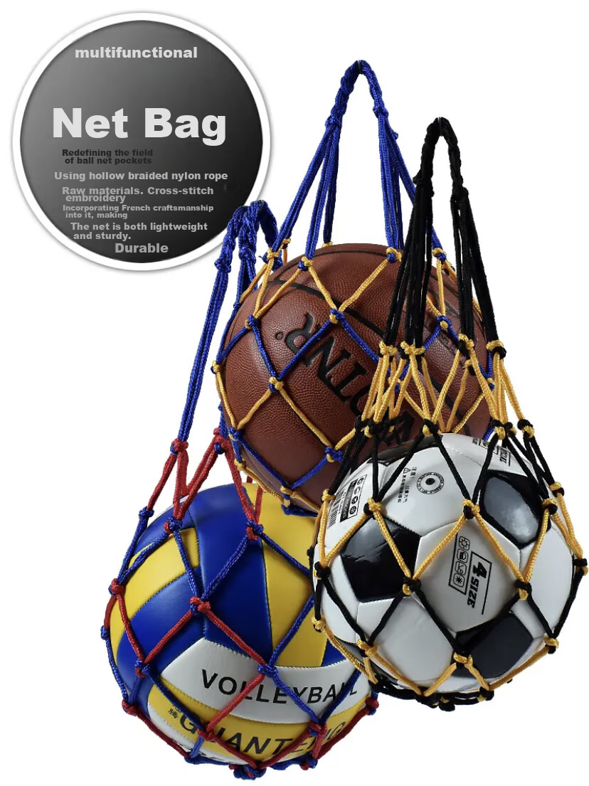 Qixiangcheng 2-Piece Basketball Net Bag, Soccer Ball Net Bag, Sports Training Storage Bag, Basketball Carrying Bag 2