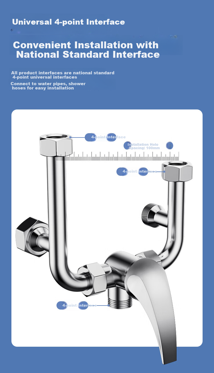 MEJUE Electric Water Heater Mixing Valve, Surface-Mounted Shower Faucet U-Shaped Shower Head Bathing Switch, Copper Body Z-013192 9