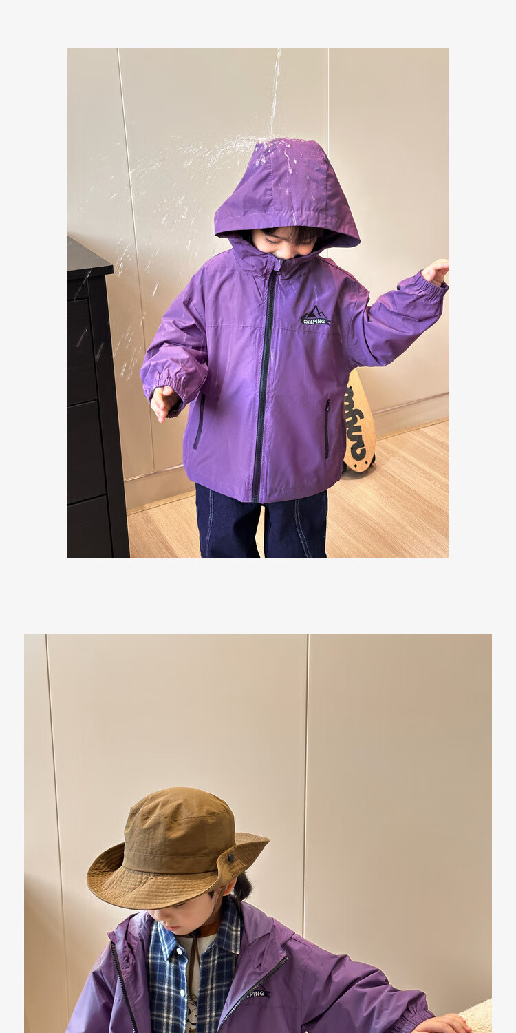 LUSON Chen Dazhu Boys Outdoor Hooded Workwear Jacket 2025 Spring Autumn New Children's Water-Repellent Mountaineering Coat 8