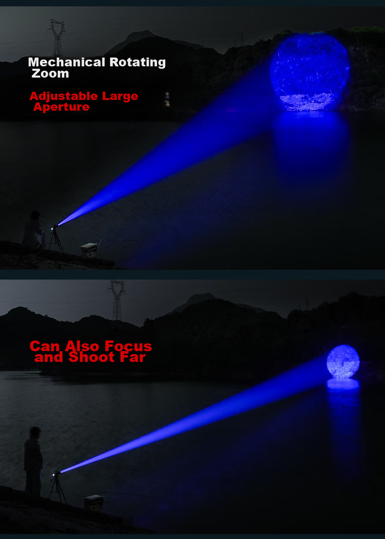 XiaoYeren High Power Five-Light Source Zoom Night Fishing Laser Cannon Black Pit Wild Fishing Blue and Purple Outdoor Fishing Lamp 8