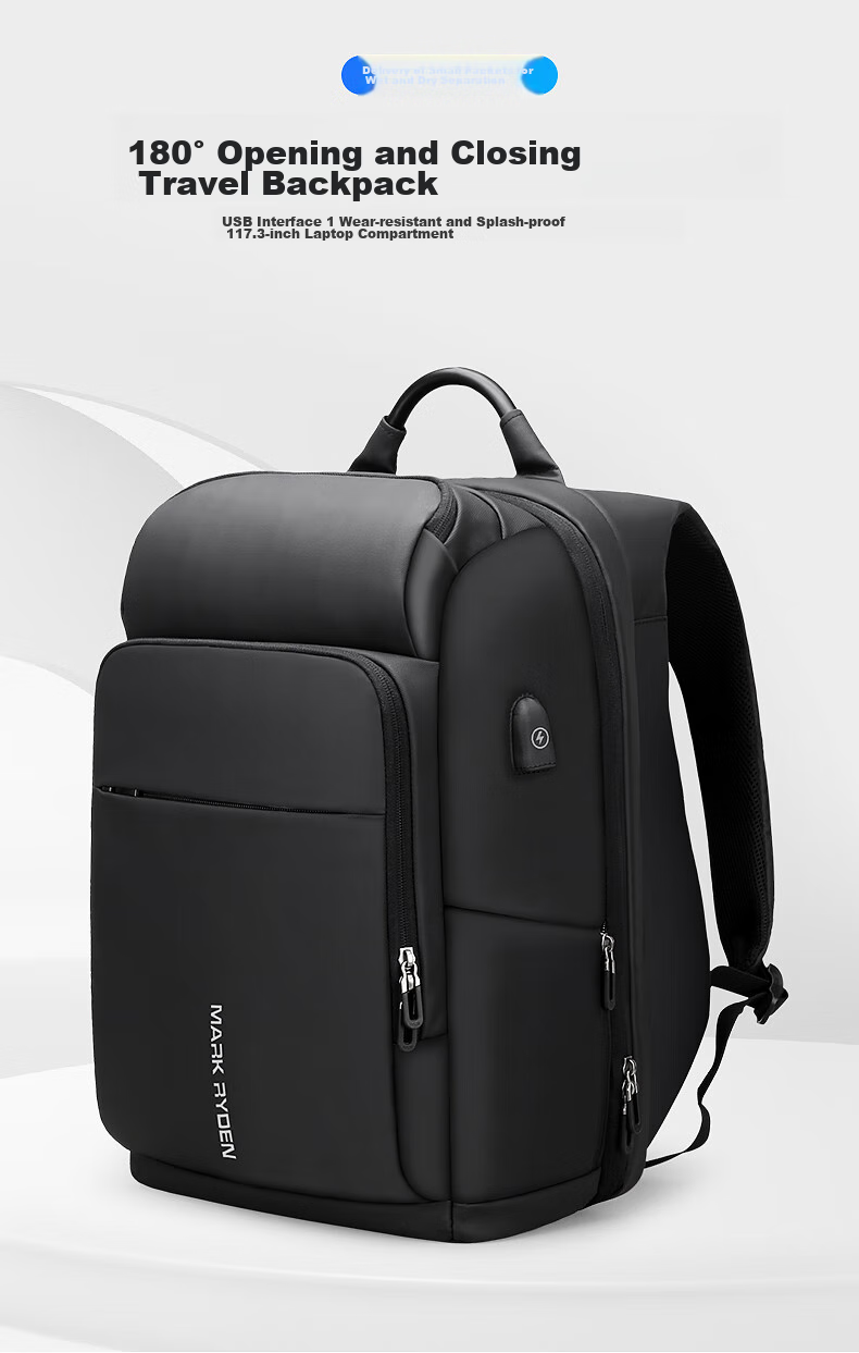 MARK RYDEN Large Capacity Backpack for Men, Laptop Bag, Business Travel Bag, MR7080 Cool Black Enlarged Versio 1