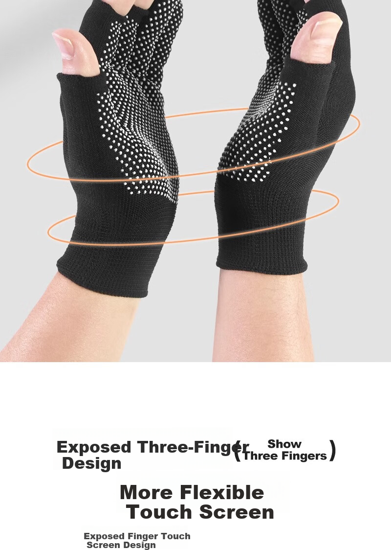 Minggu Dotted Gloves, Three-Finger Work Gloves, 10 Pairs, Nylon PVC Dotted Non-Slip Wear-Resistant, Black, One Size Fits All, CW352442 4