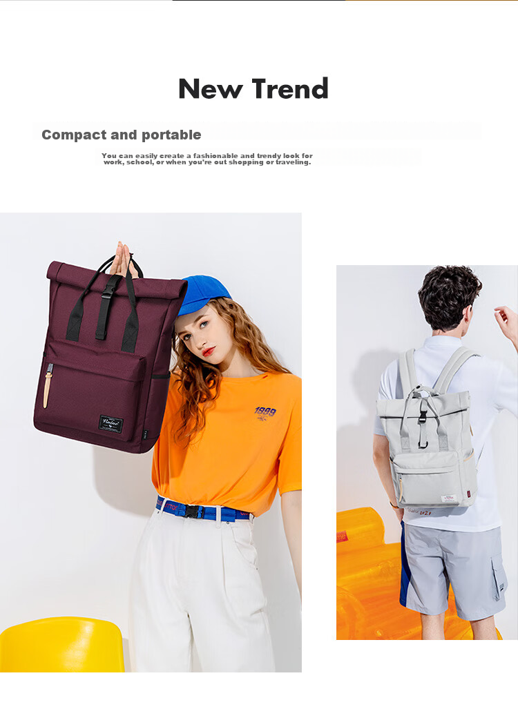 V.NINE Backpack, Large Capacity Travel Bag for Men And Women, 14/15 Inch Laptop Bag, Student Bookbag, Couple's Backpack 3