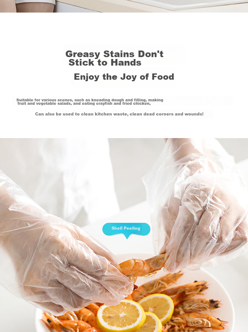 CHAHUA Disposable Gloves, Antibacterial, 160 Pieces, Baking Food PE Plastic, Large Adult Gloves, Thin Film Thickened 8