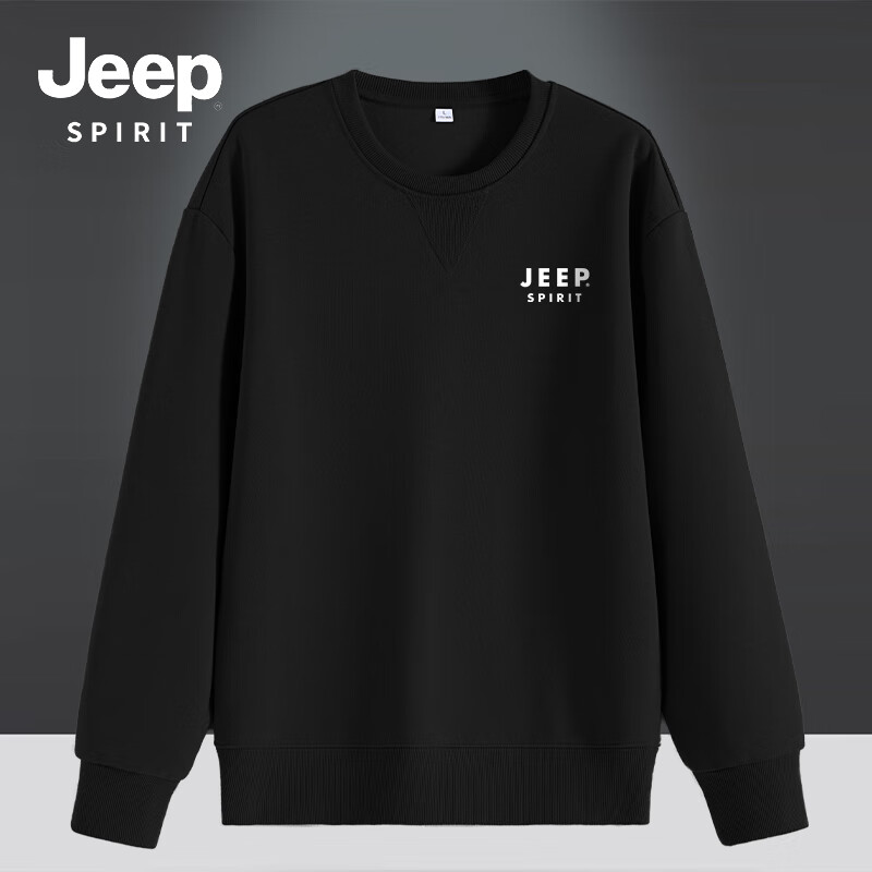 JEEP SPIRIT Men's Sweatshirt, Spring And Autumn Heavyweight Loose Round Neck Men's Jacket, Outdoor Casual Sports Trendy Top, Men's Clothing 16
