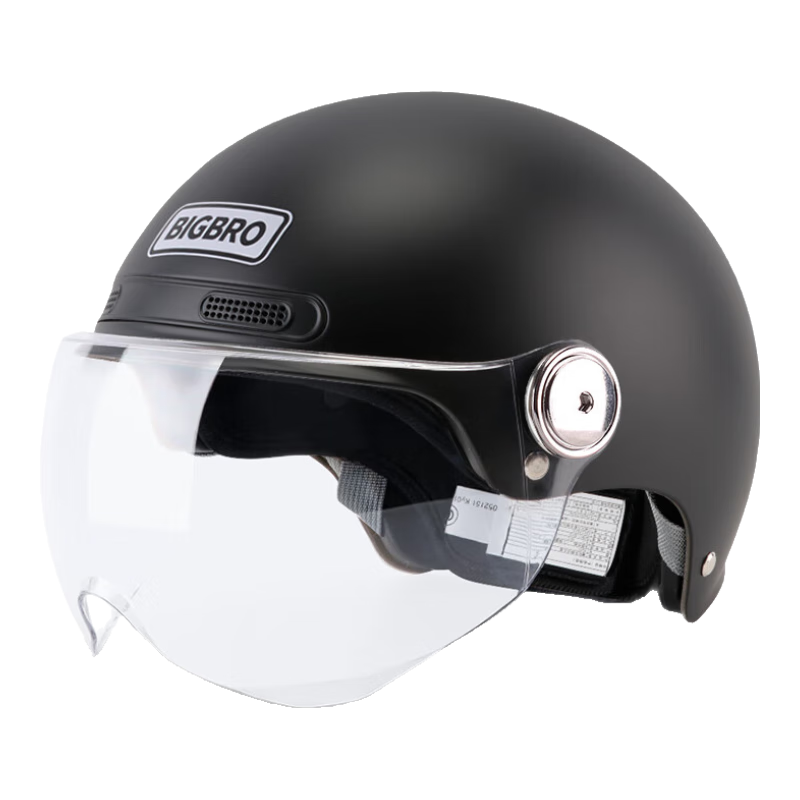 BIGBRO K15 Matte Black, New National Standard 3C Certified Motorcycle Electric Bike Riding Helmet, Unisex for All Seasons, Sun Protection, Electric Scooter Summer Half Helmet
