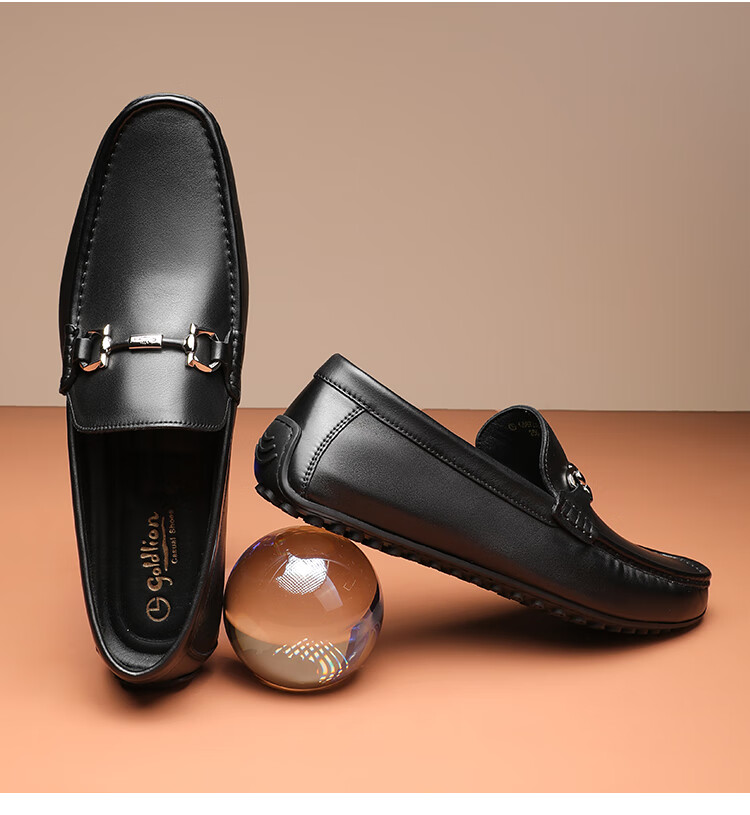Goldlion Men's Loafers, Slip-On Shoes, Lightweight And Comfortable, Business Casual Shoes, G567310469AAB, Black, Size 41 15