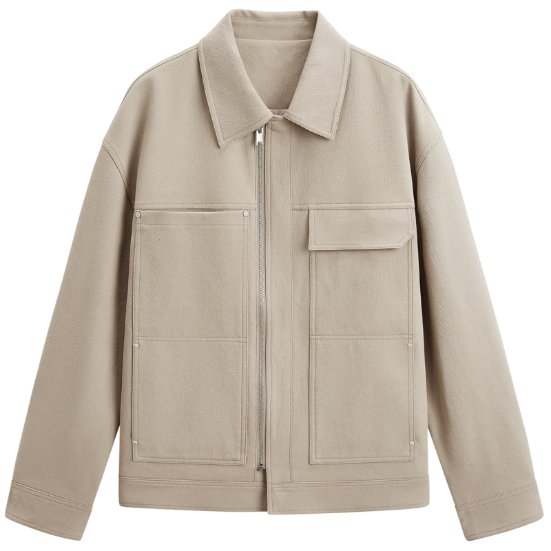 GXG Men's Dual-Color Collar Jacket Khaki 190/XXXL Mall Edition