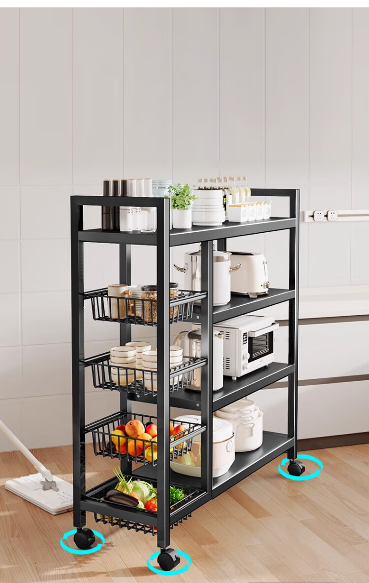 Yupin Floor Storage Rack, Multi-Layer Kitchen Organizer for Oven, Cookware And Vegetable Storage Shelf, ZW170 Four-Tier 120 8