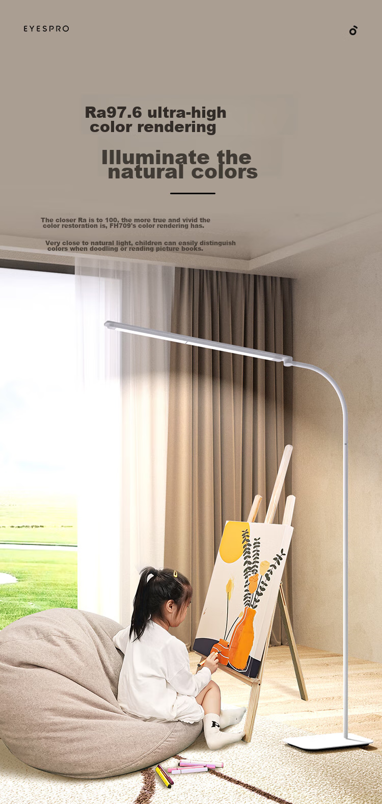 Haishibao Full Spectrum Eye Protection Lamp Living Room Bedside Bedroom Sofa Floor Lamp Children's Reading Study Desk Lamp FH708A-D 9