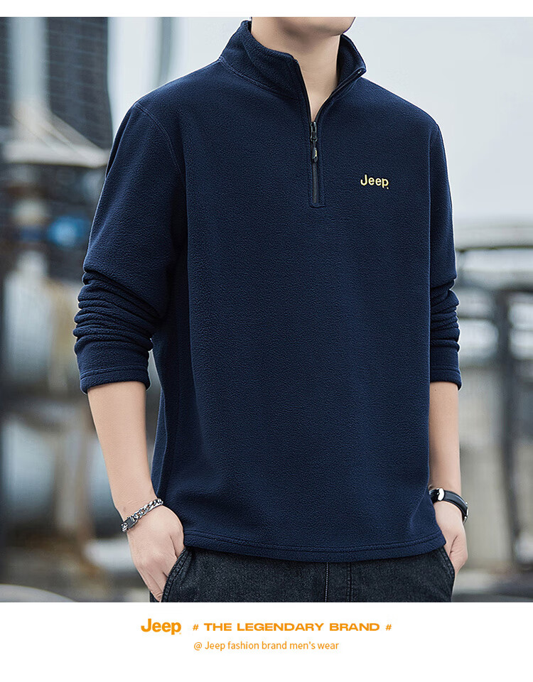 JEEP Men's Sweatshirt, Loose-Fitting Long-Sleeve T-Shirt for Autumn And Winter, Fleece-Lined Thick Casual Clothing for Men, Black, Size M 28