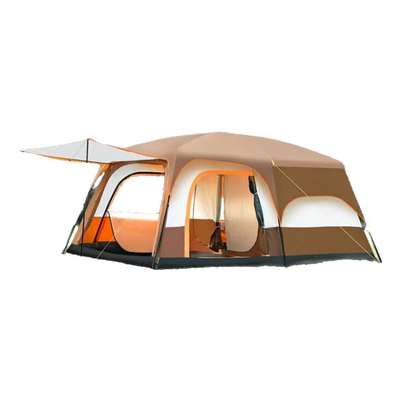 BeiJiLang Tent, Outdoor Family Camping, Portable, Sun Protection, Rain Protection, Multi-Person Large Space, Wild Camping, Double-Layer Two-Room One-Living Room, Coffee