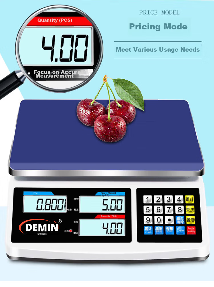 Demin High-Precision Electronic Scale, Commercial Gram Scale, Industrial Counting Electronic Pricing Platform Scale, 30kg/1g Capacity 8