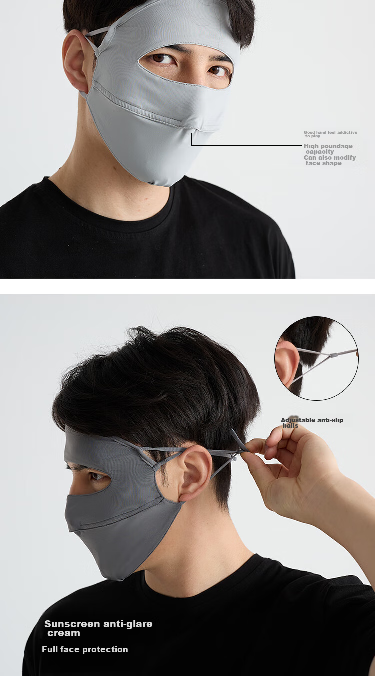 Move Iron Summer Sun Protection Face Mask, UV-Resistant Sunshade Full-Face Mask, Outdoor Cycling Dust-Proof Breathable Mask, Black 5