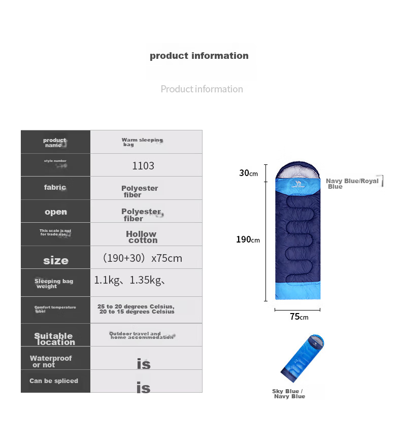 CAMEL Outdoor Sleeping Bag for Adults, Men's Camping Four-Season Winter Cotton Thick Warm Cold-Proof Dirt-Resistant Sleeping Bag Left 13